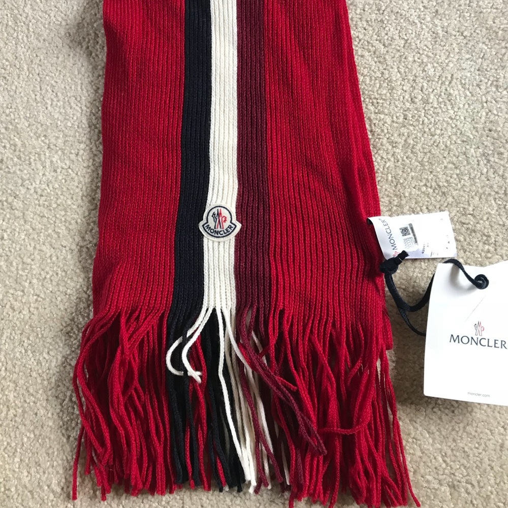 Moncler Scarf Red Unisex 100% Wool